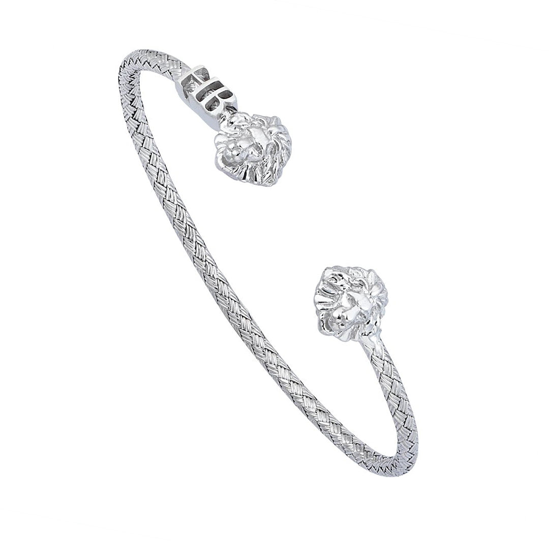 Mens Statements Braided Leo Cuff Bracelet - White Gold