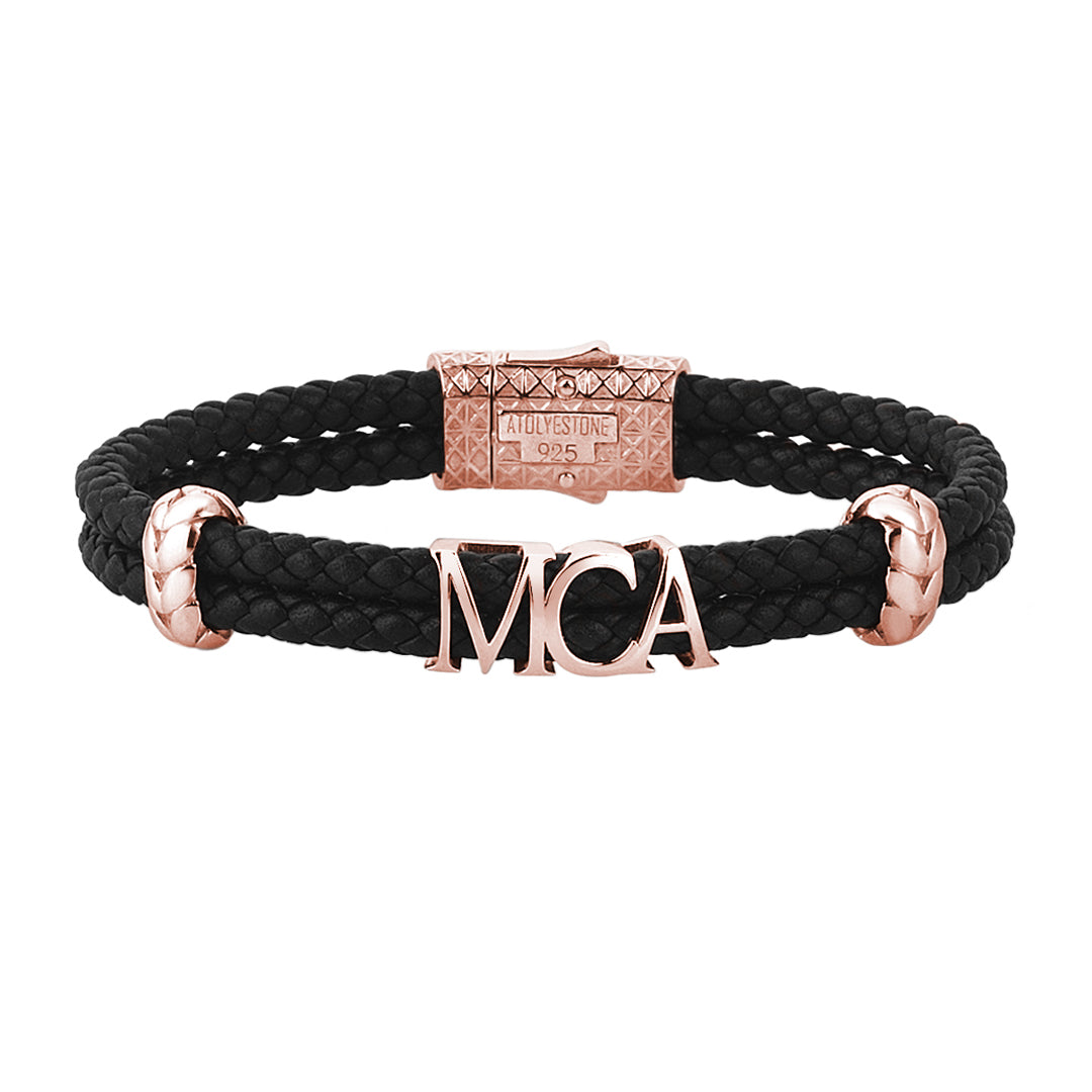 Atolyestone Statements - Black Leather - Rose Gold
