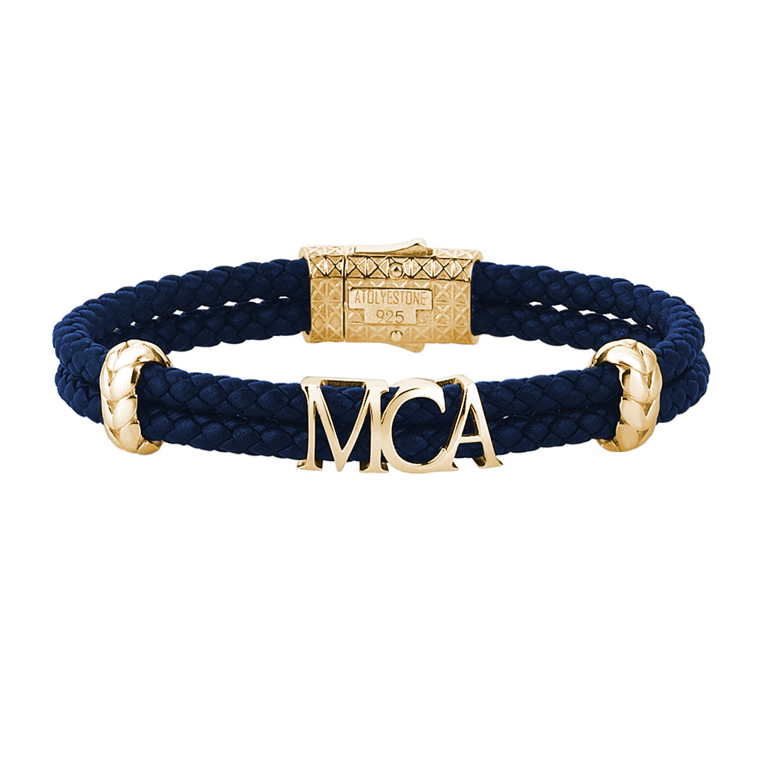 Atolyestone Statements - Blue Leather - Yellow Gold