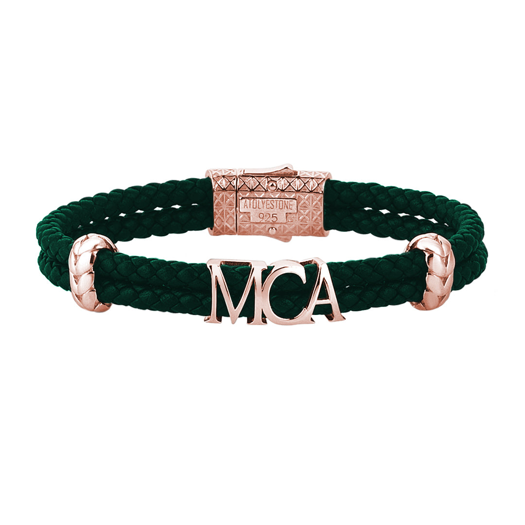 Atolyestone Statements - Dark Green Leather - Rose Gold