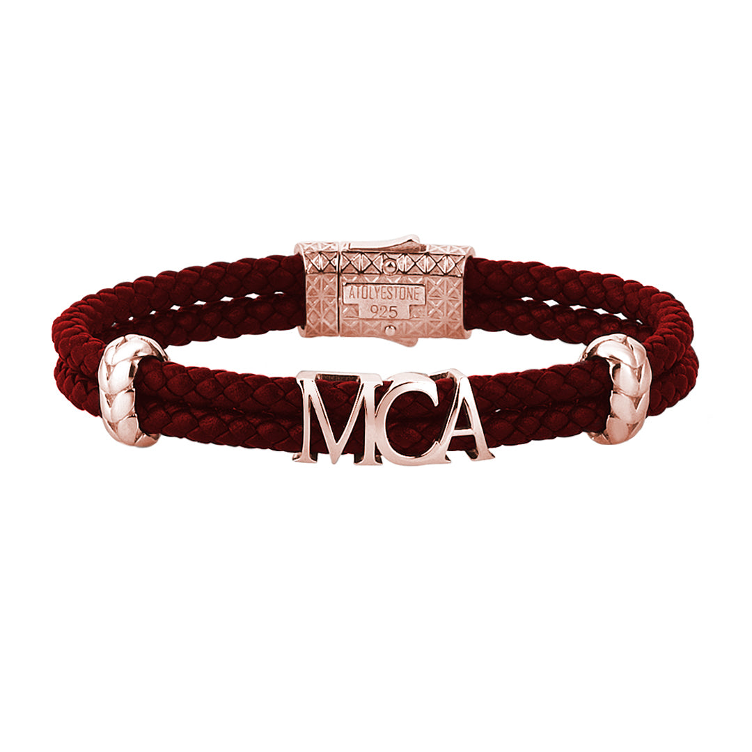 Atolyestone Statements - Red Leather - Rose Gold
