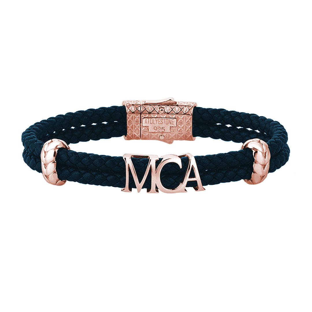 Atolyestone Statements - Rose Gold - Navy Leather