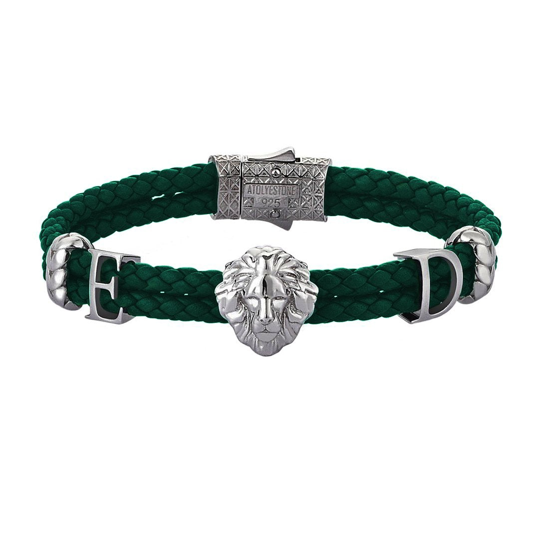 Statements Leo Leather Bracelet - Gunmetal - Dark Green Leather