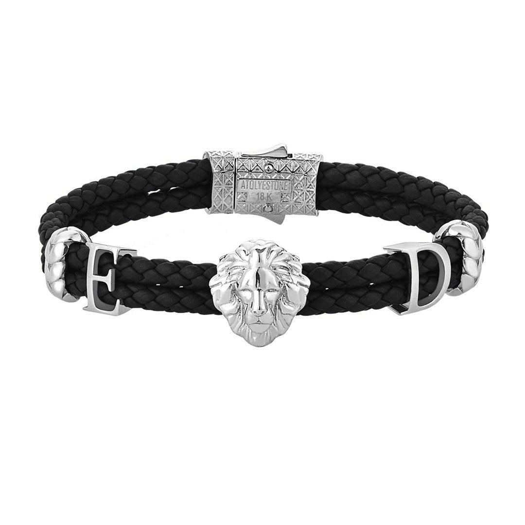 Statements Leo Leather Bracelet - Solid Gold - Black Leather