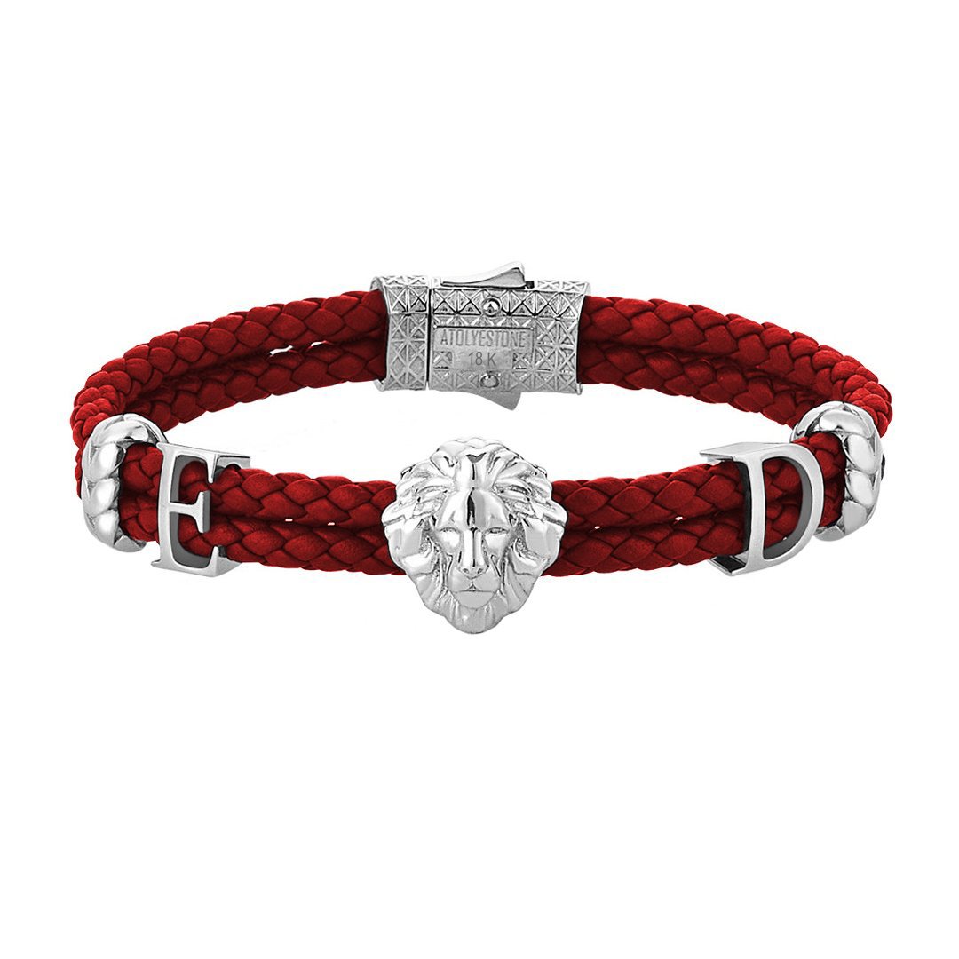 Statements Leo Leather Bracelet - Solid Gold - Dark Red Leather