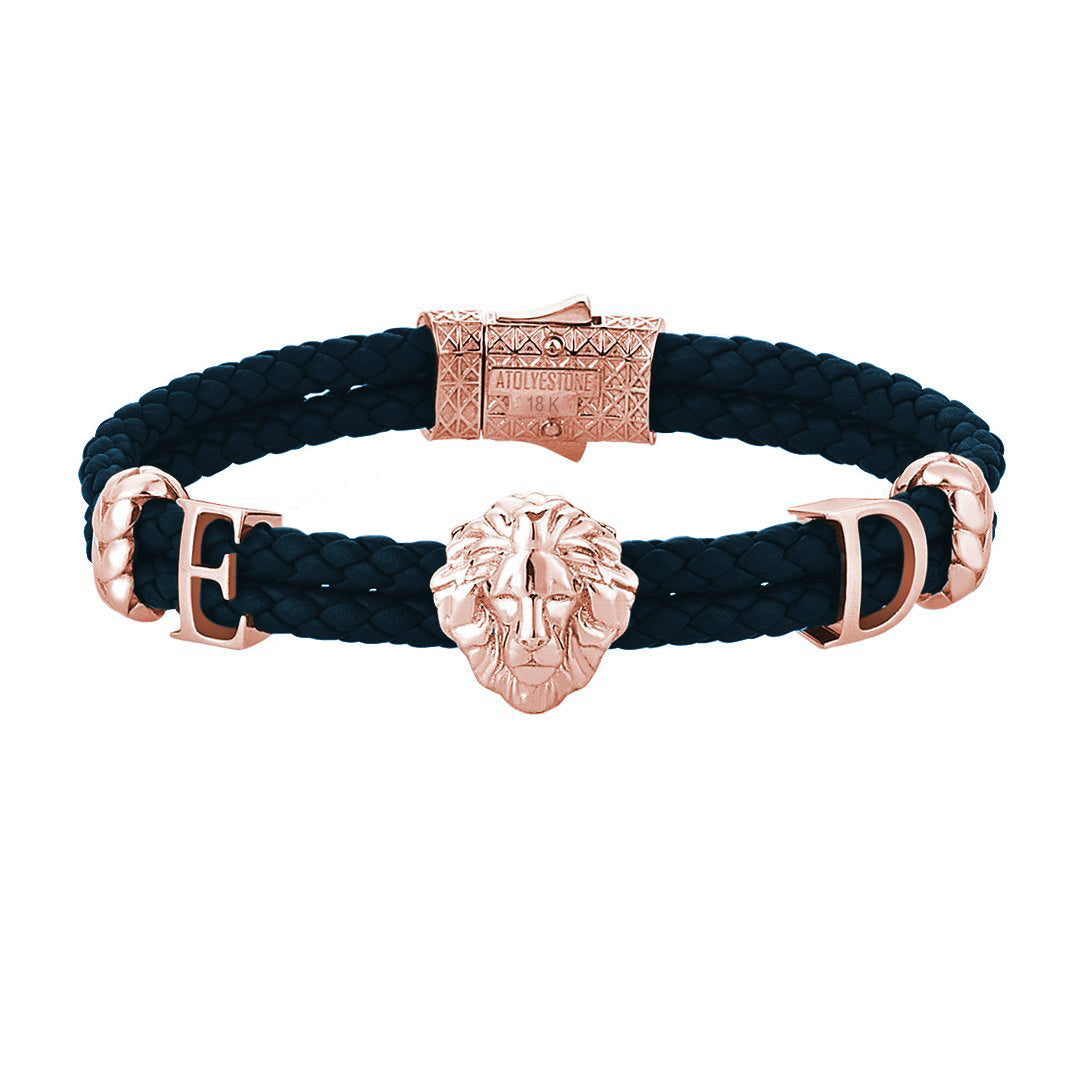 Statement Leo Leather Bracelet - Solid Gold