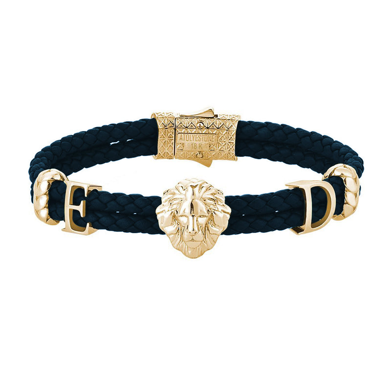 Statement Leo Leather Bracelet - Solid Gold