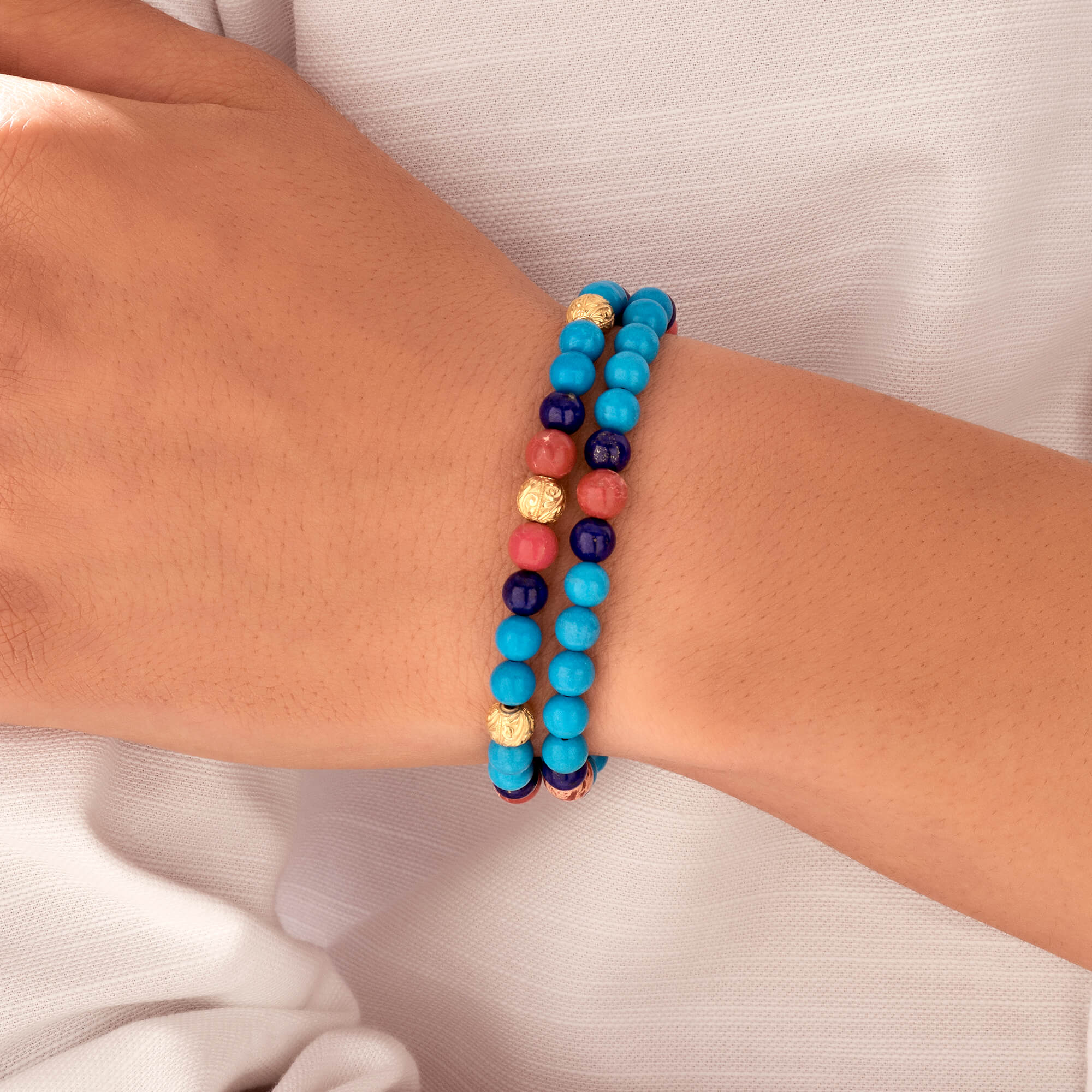Men's Multistone Double Beaded Bracelet