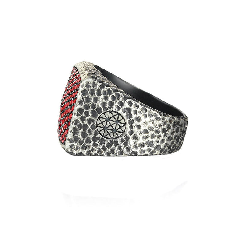 Hammered Cushion Pave Ring for Men
