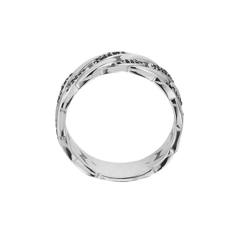 Pave Chain Ring - Solid Silver