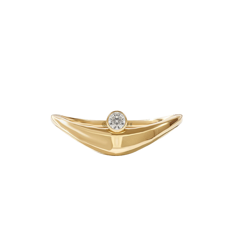 Women's Real Gold 0.03ct Bezel Curve Ring 