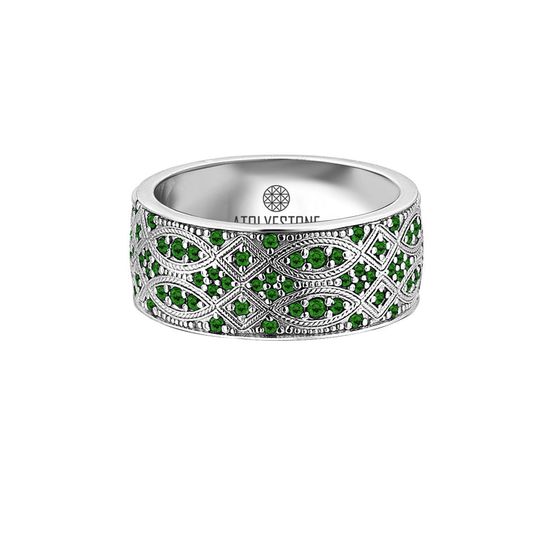 men's streamline band ring with emerald