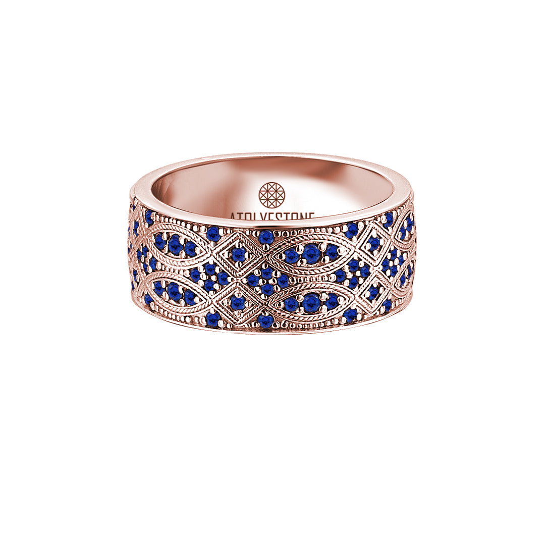 Men’s 18K Rose Gold Streamline Band Ring with Sapphire