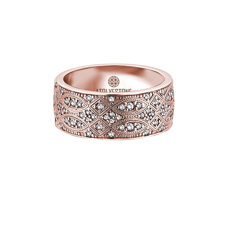 18K Rose Gold Streamline Band Ring with White Diamond
