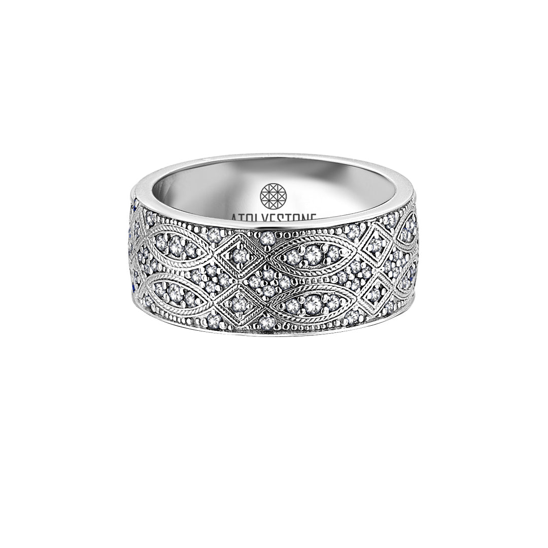 White Diamond Streamline Band Ring in Gold