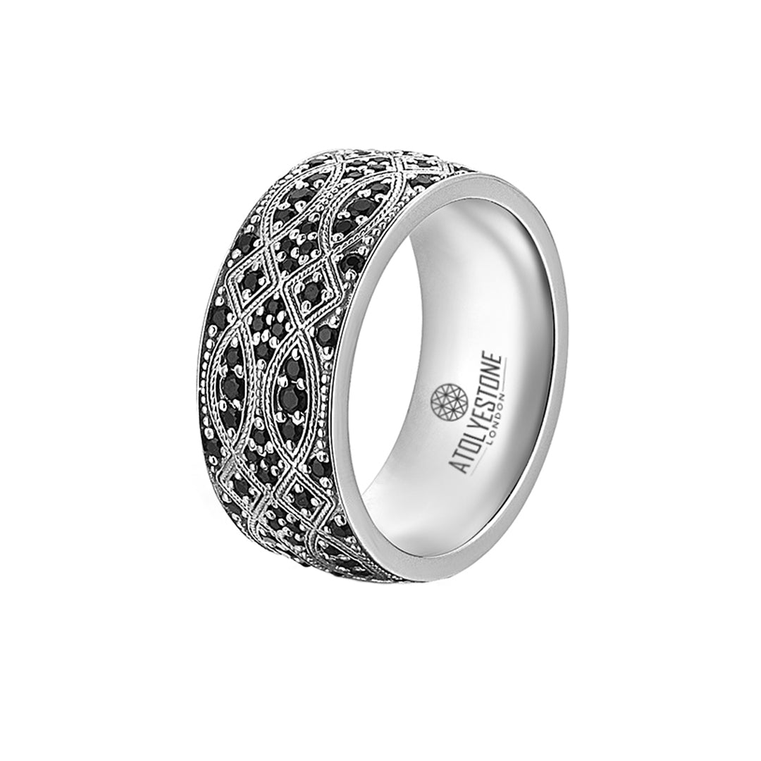 Men's pave streamline band ring - paved cubic zirconia