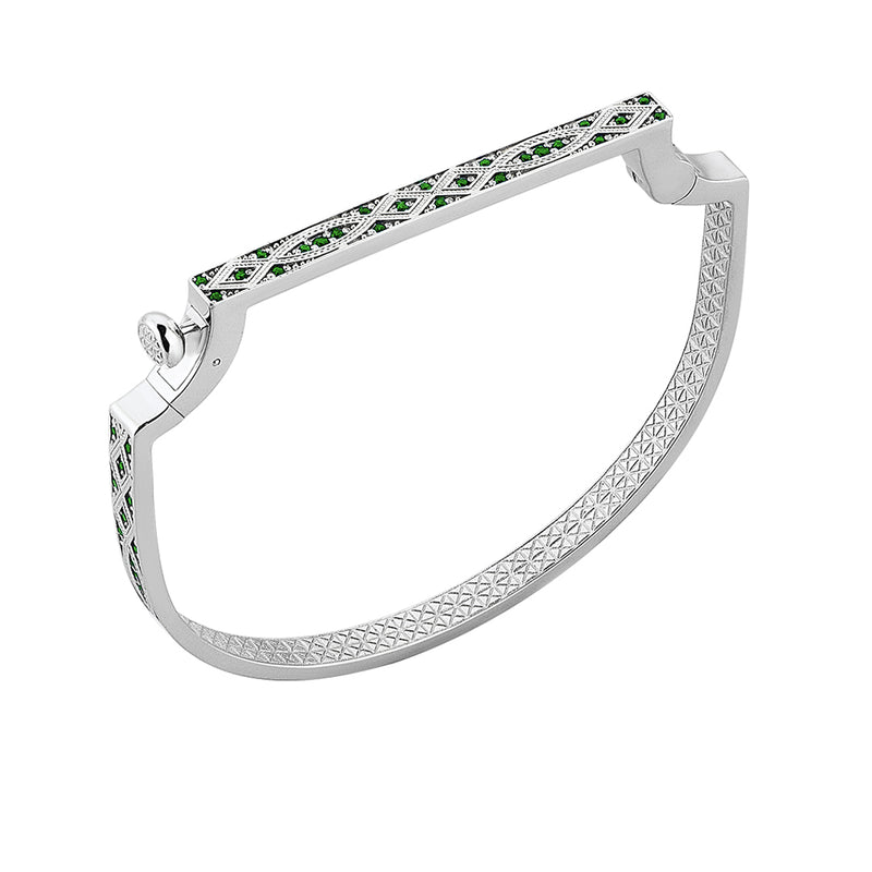 Streamline Bangle in White Gold with Emerald