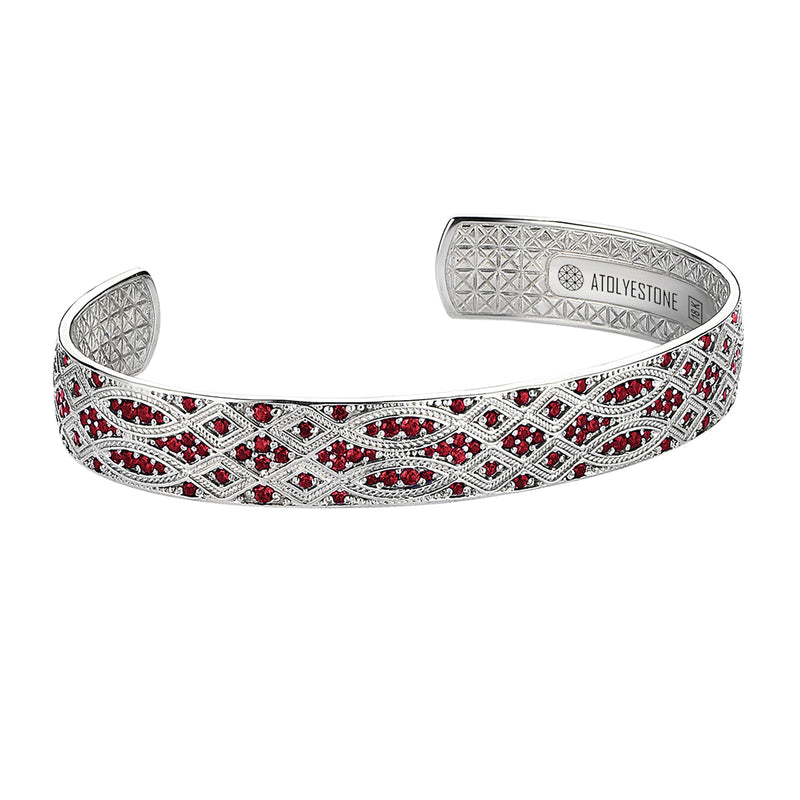 Streamline Cuff in White Gold with Ruby