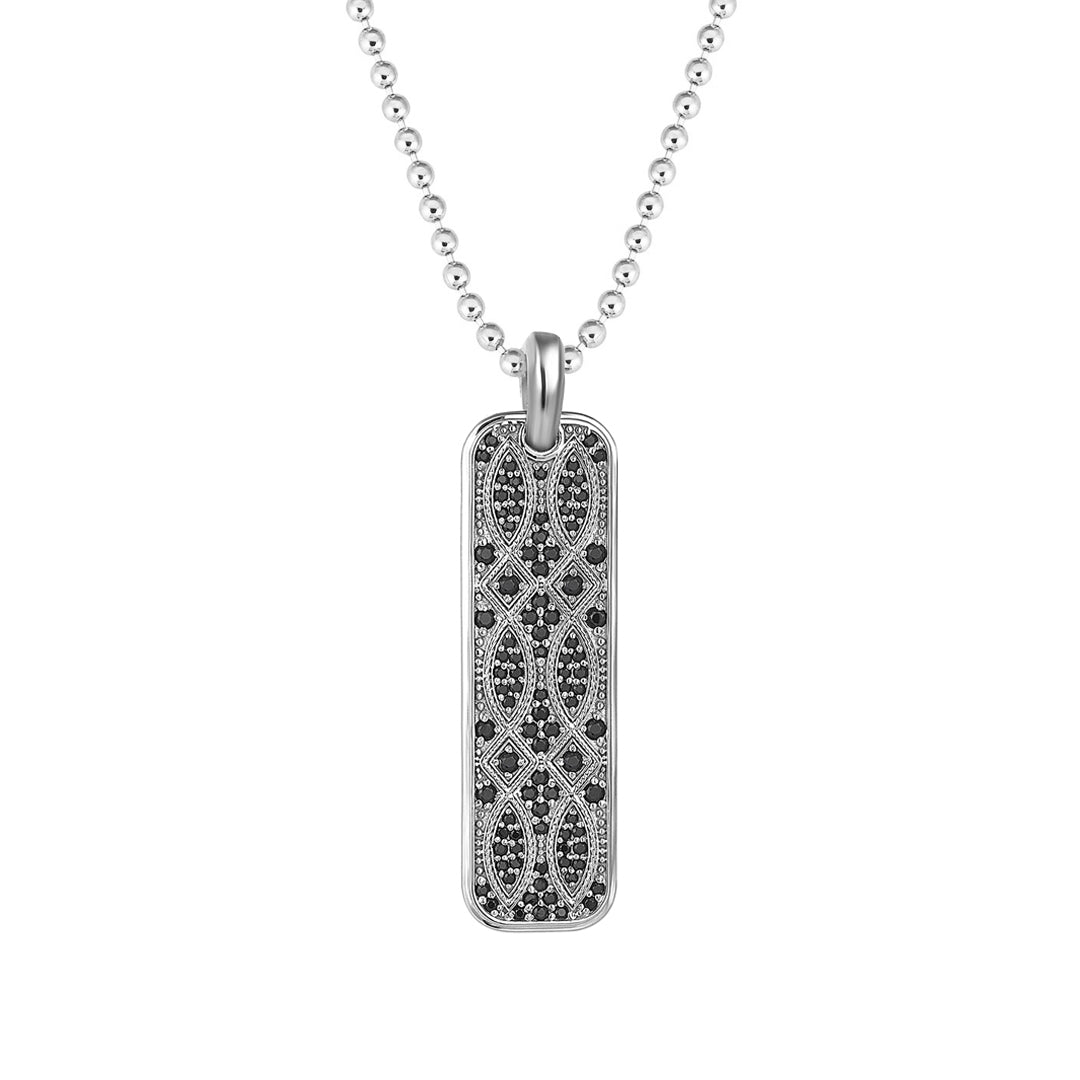 Streamline Tag Pendant with Black Diamond