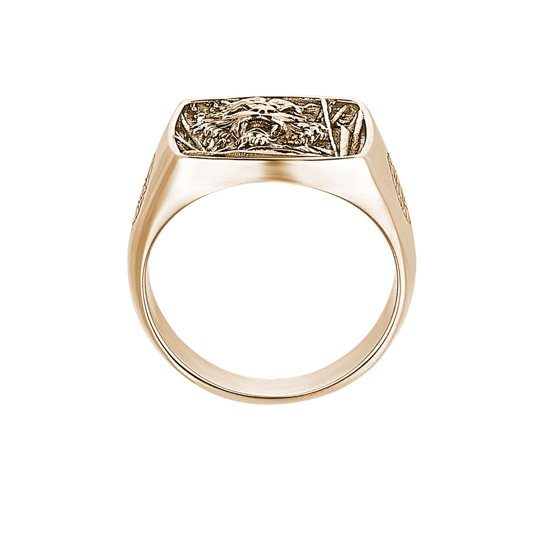 Tiger Cushion Ring in Gold