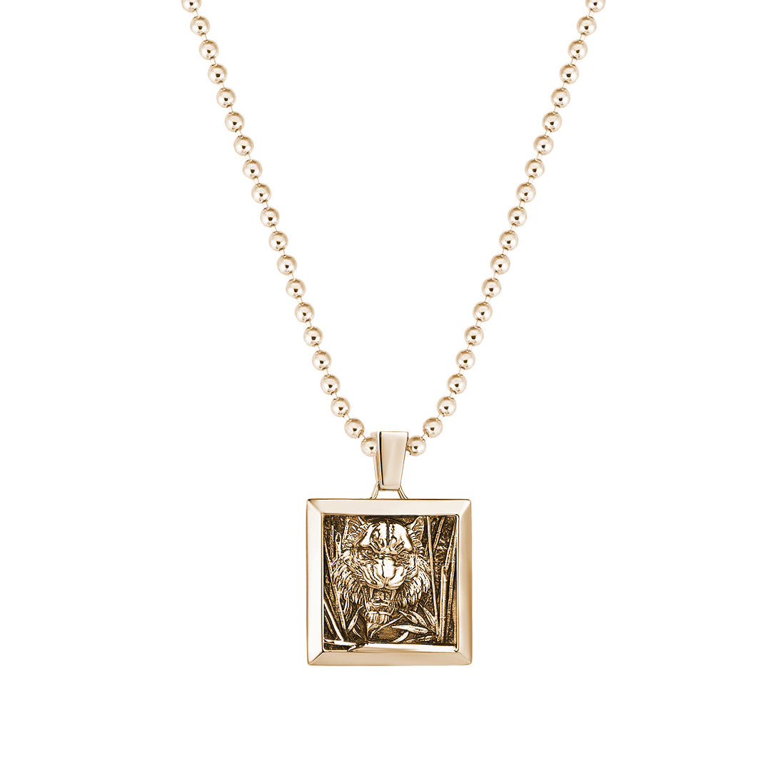 Tiger Square Pendant in Gold (Pendant Only)
