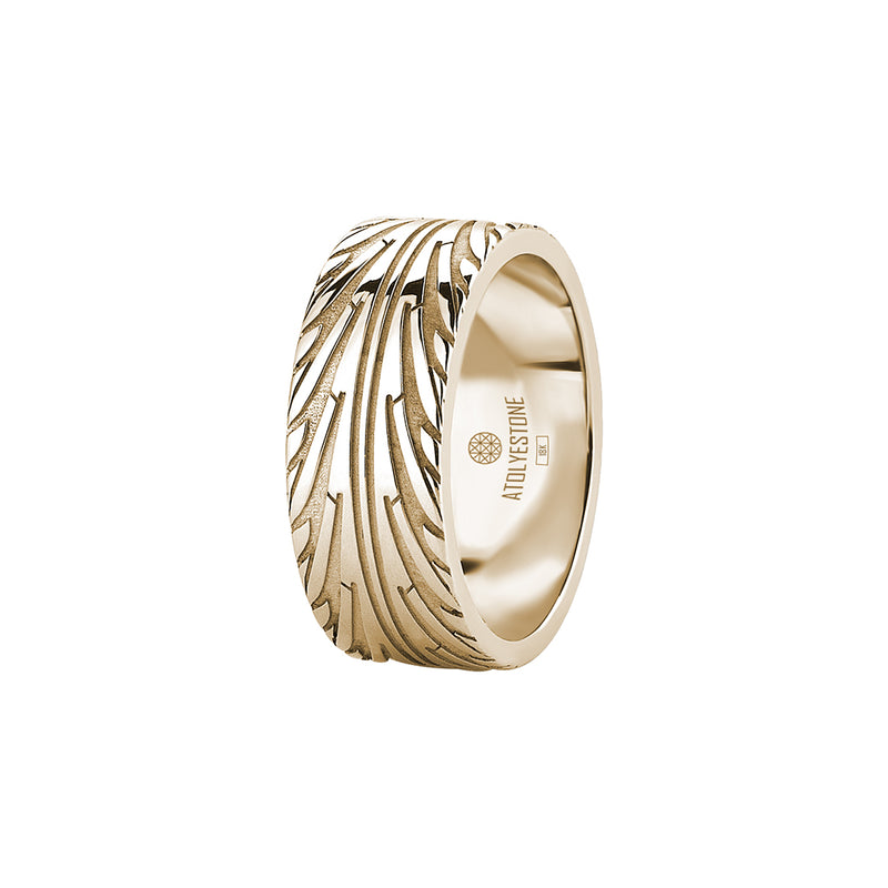 Men's 8.5mm Tire Tread Band Ring in Real Yellow Gold
