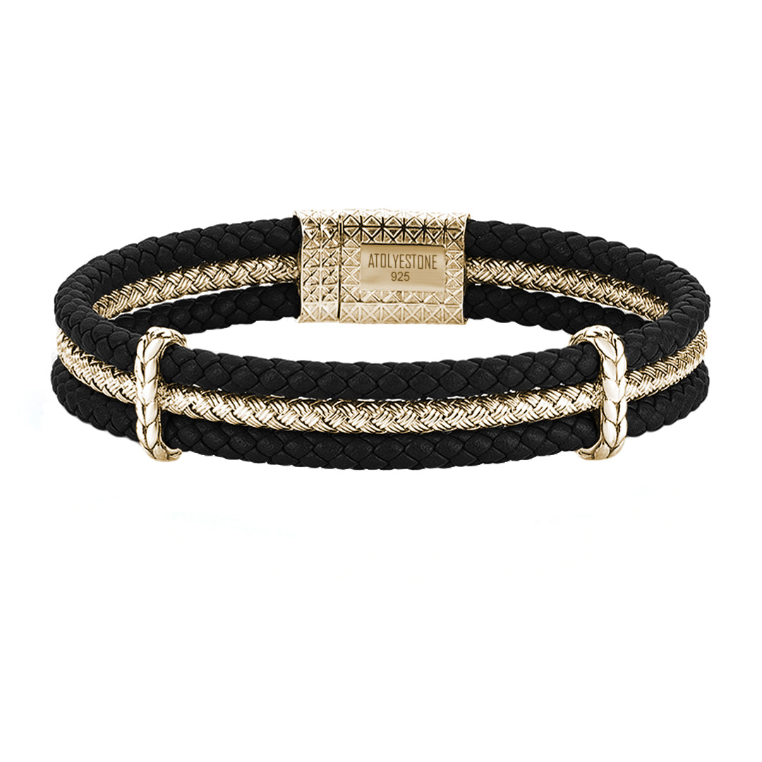 Triple Row Leather Bracelet