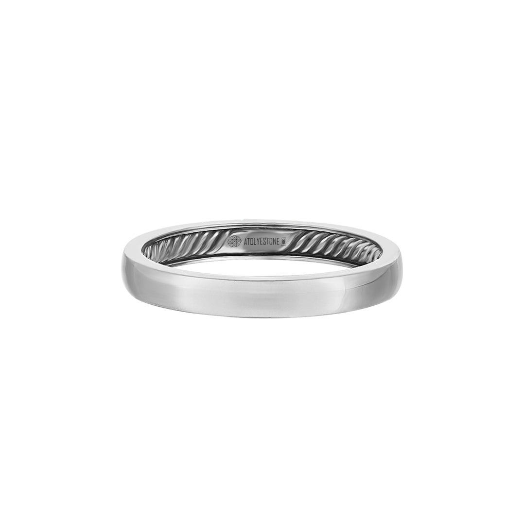 Men's Real White Gold Wedding Band Ring