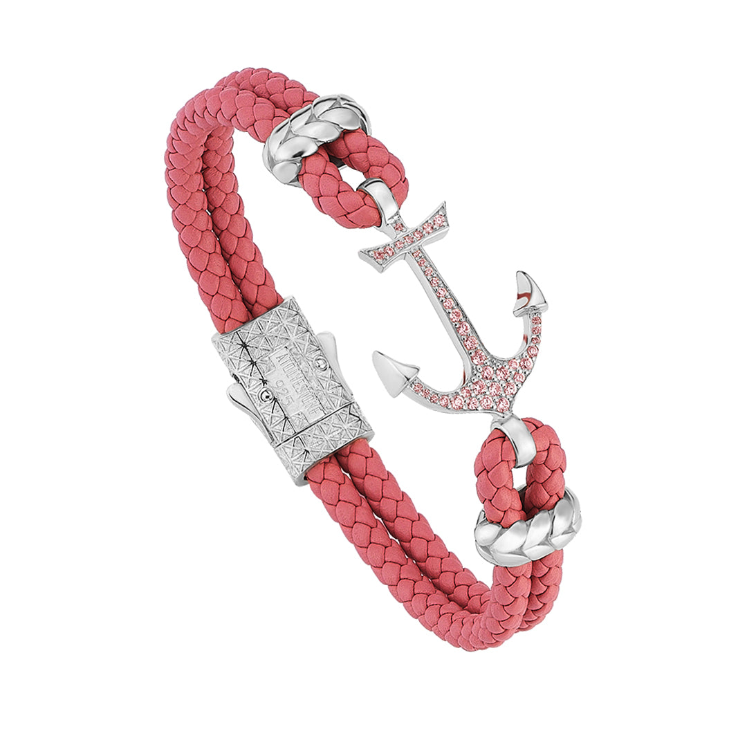 Women’s Anchor Leather Bracelet - Silver