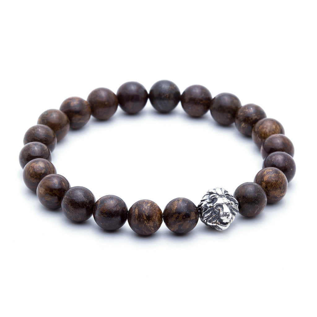 Women's Exclusive Leo Beaded Bracelets - Oxidised Silver - Bronzite