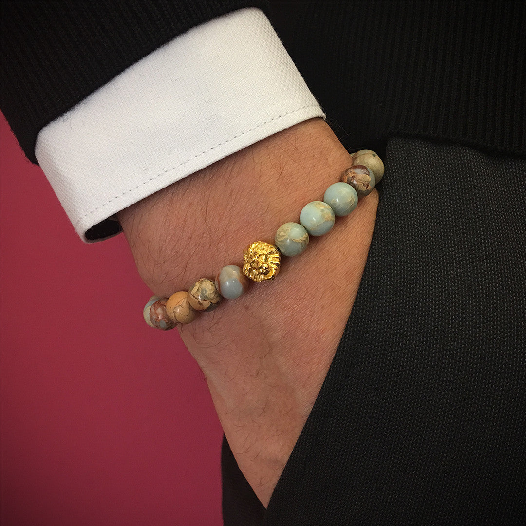 Leo Beaded Bracelets - Yellow Gold - Aqua Terra