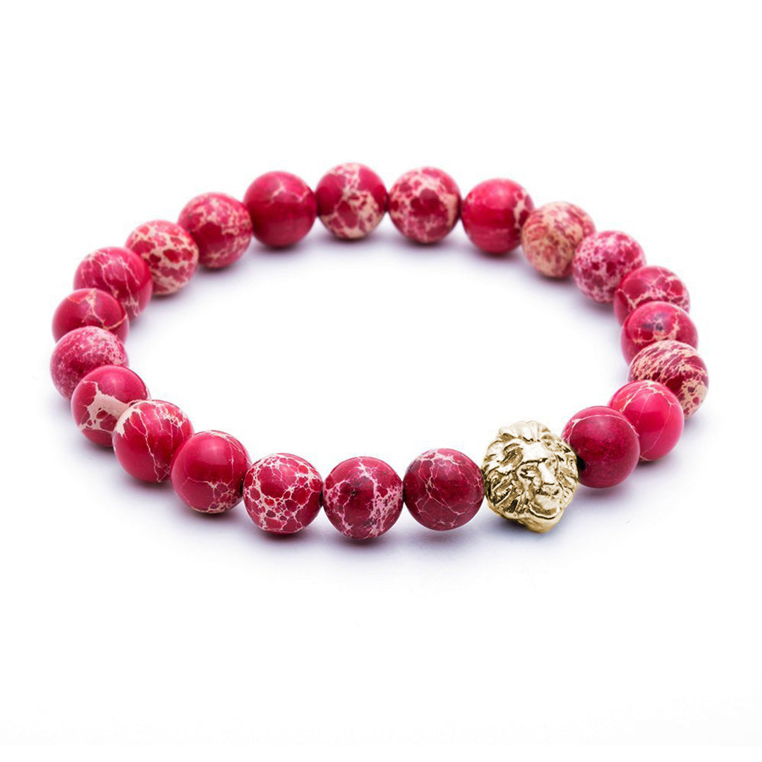 Leo Jasper Beaded Bracelet - Gold