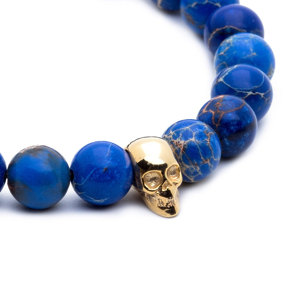 Skull Beaded Bracelet - Yellow Gold