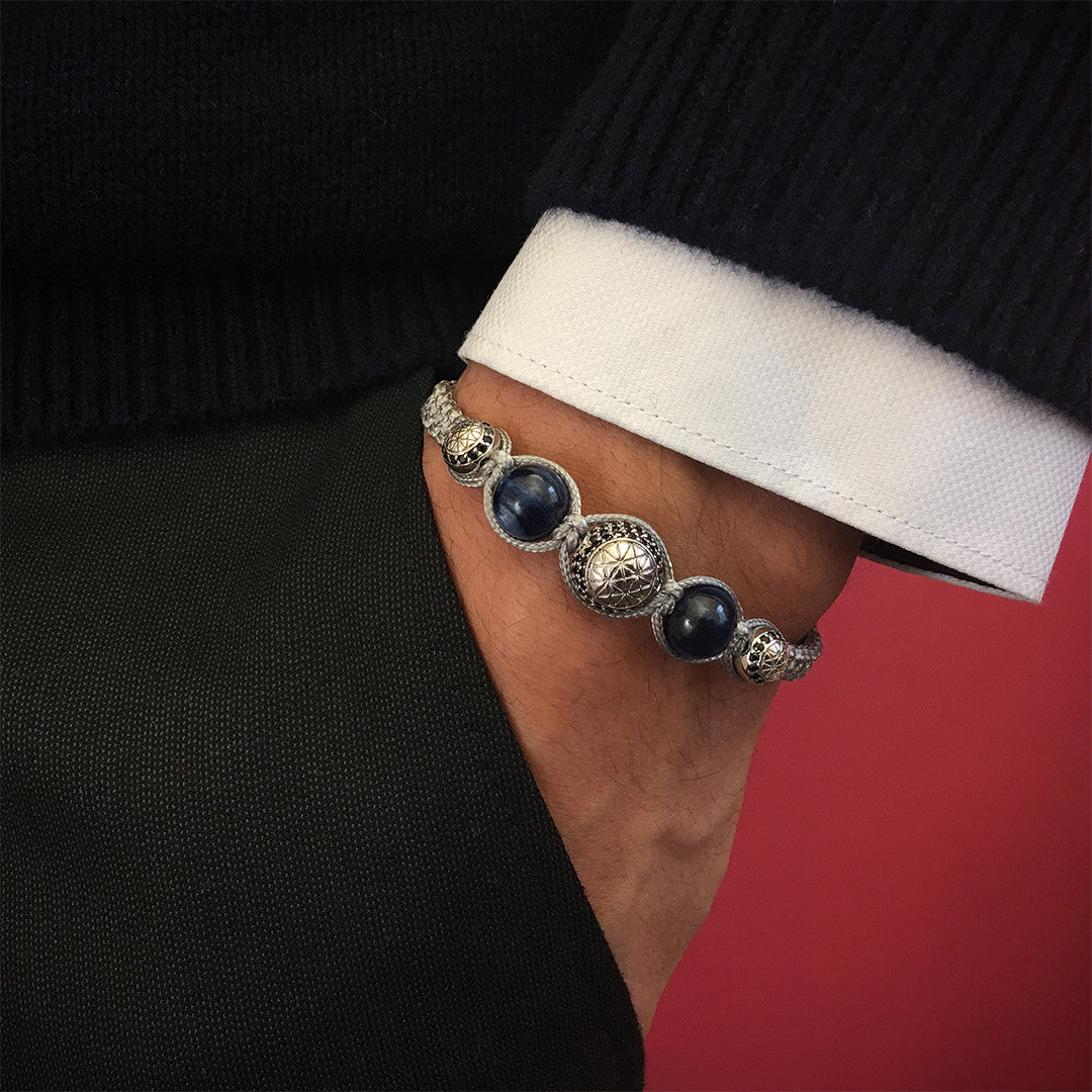 Mens Dual Macrame Bracelet - Kyanite