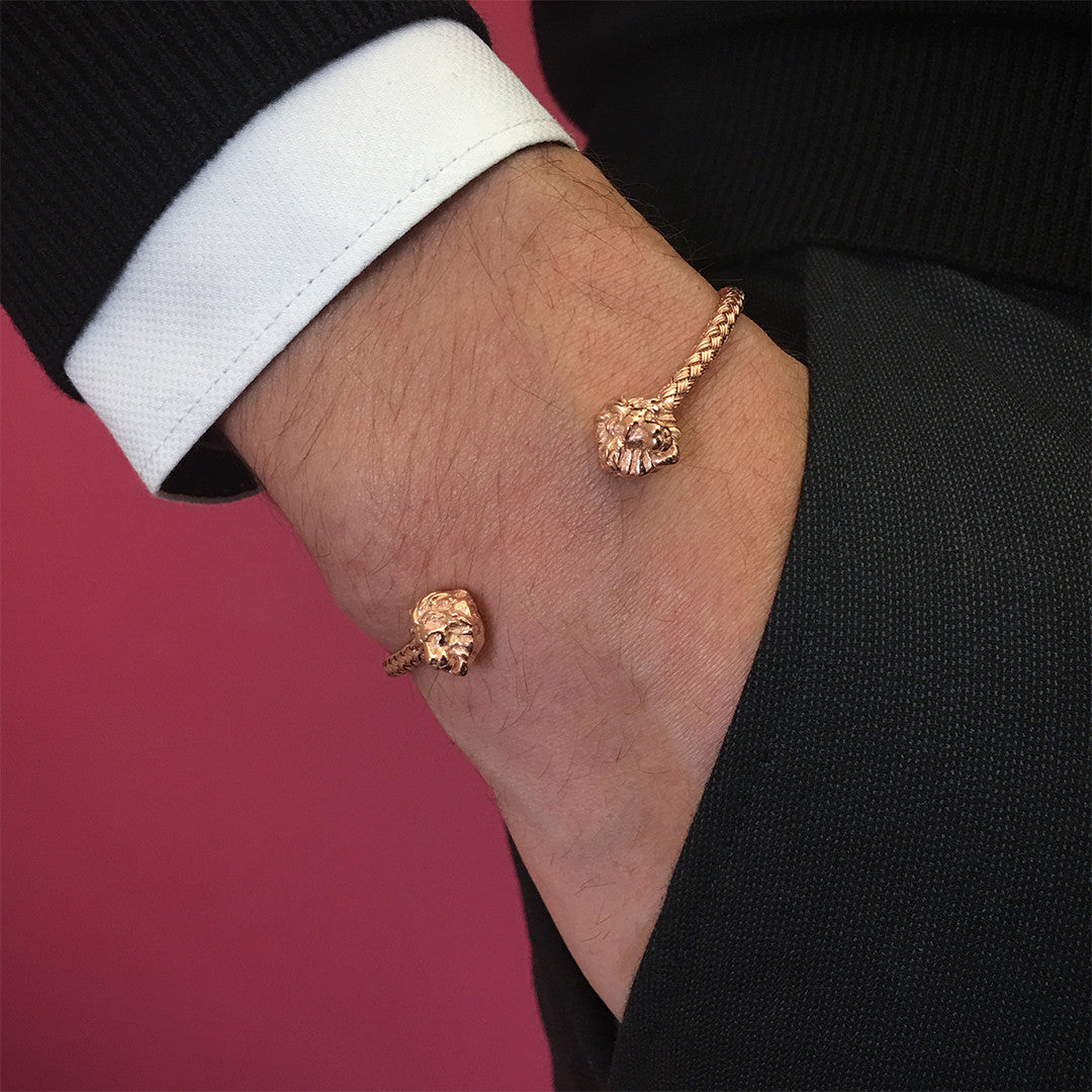Mens Lion Cuff Bracelet