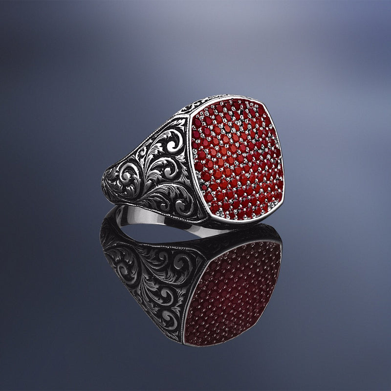Classic Cushion Pave Ring - Pave Ruby