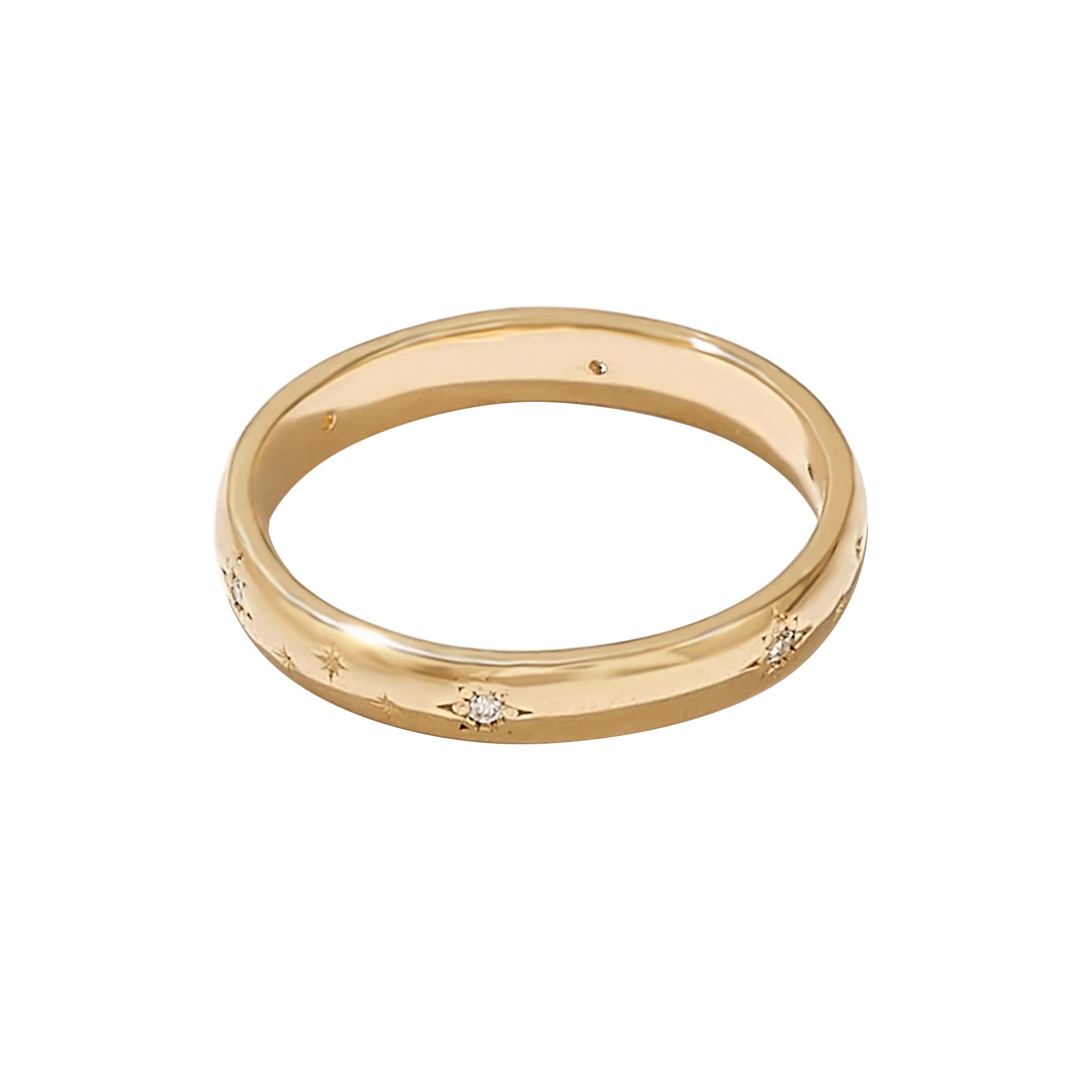 Real Gold Wedding Band Ring Paved with 0.05 ctw Diamonds