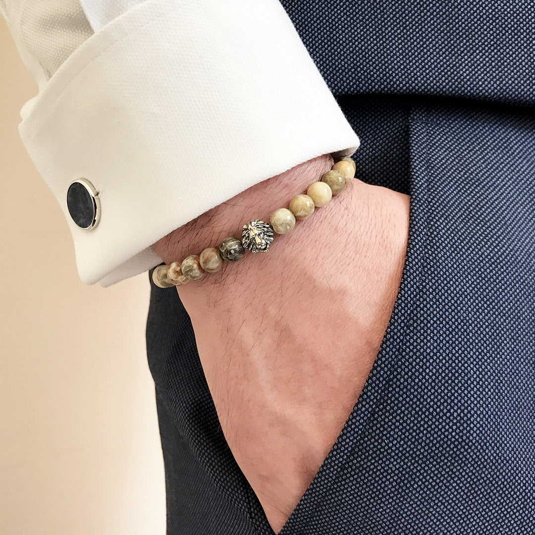 Leo Zenith Beaded Bracelets - Solid Silver - Fossil Coral