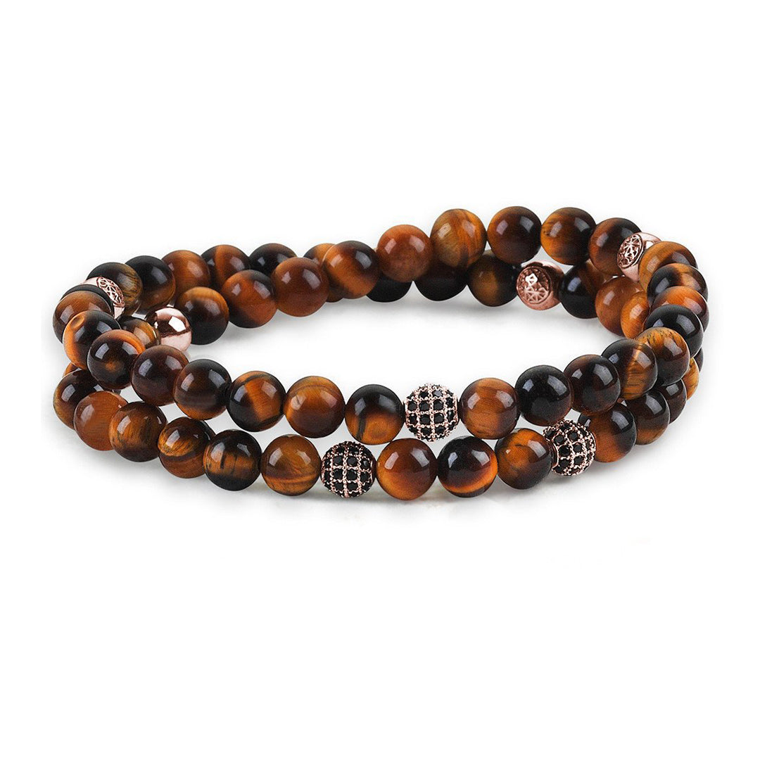 Mens Wrap Beaded Bracelets - Tiger Eye