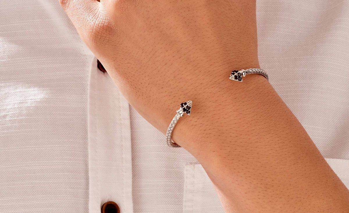 Atolyestone Paved Solid Silver Cuff