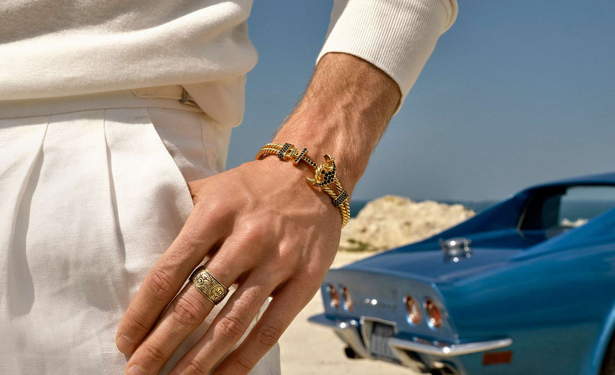 Men's Solid Gold Anchor Bracelet