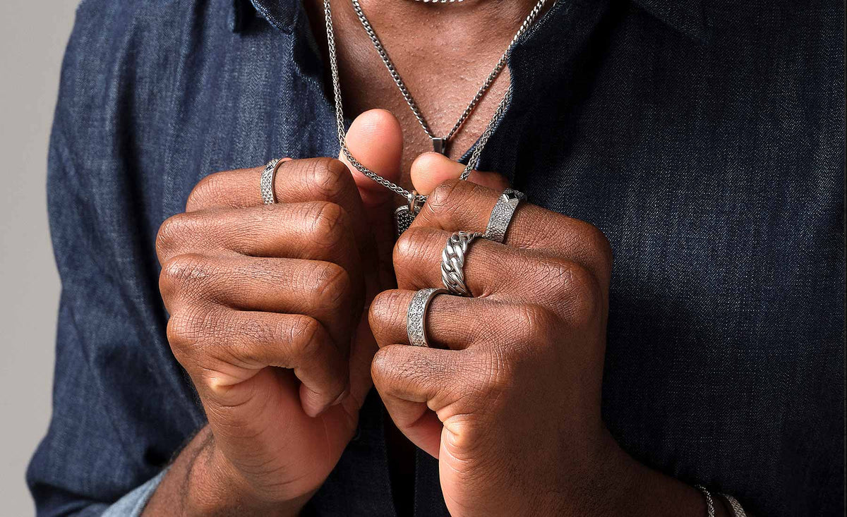 Atolyestone Solid Silver Rings on Model