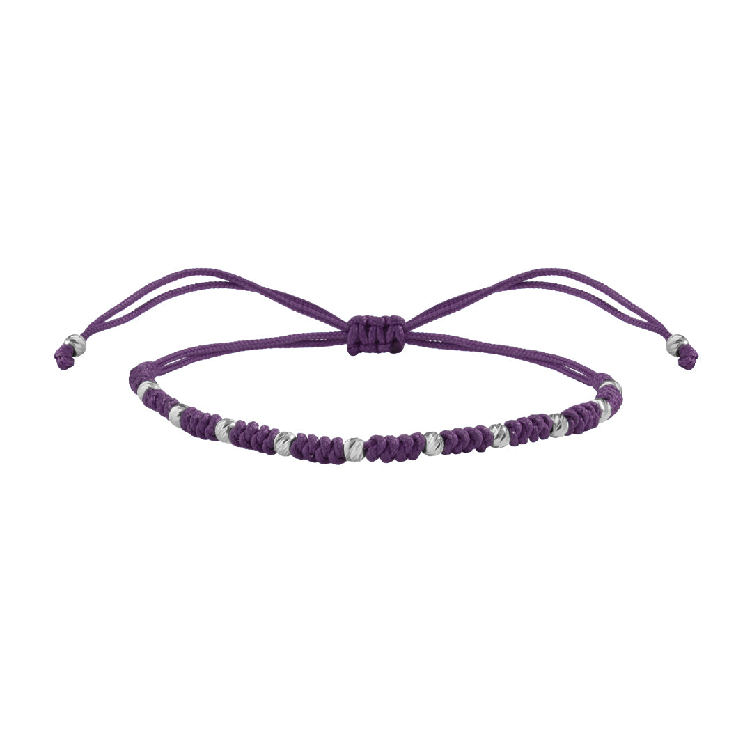 10 Balls Macramer Bracelet in 14K Real Gold - Purple & White Gold