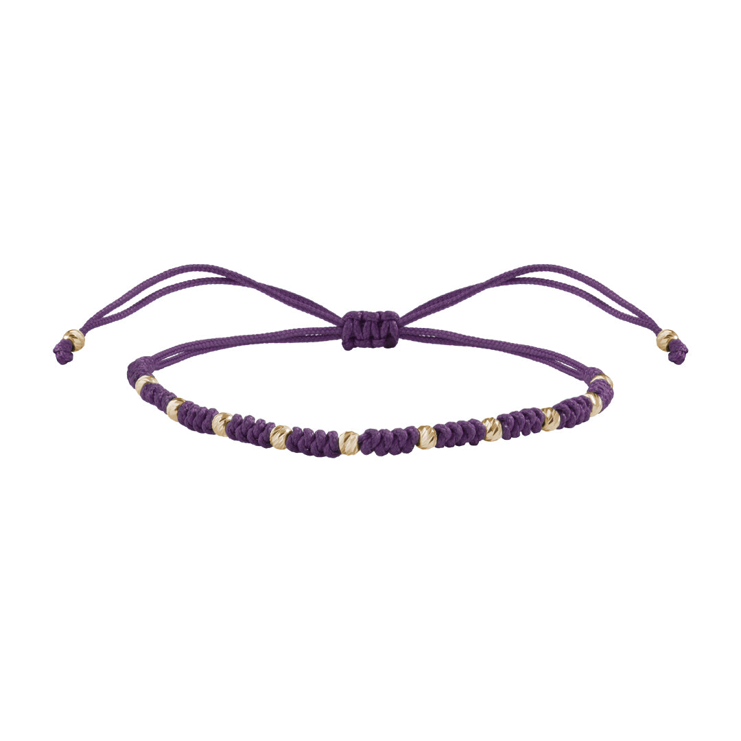 10 Balls Macramer Bracelet in 14K Real Gold - Purple & Yellow gold