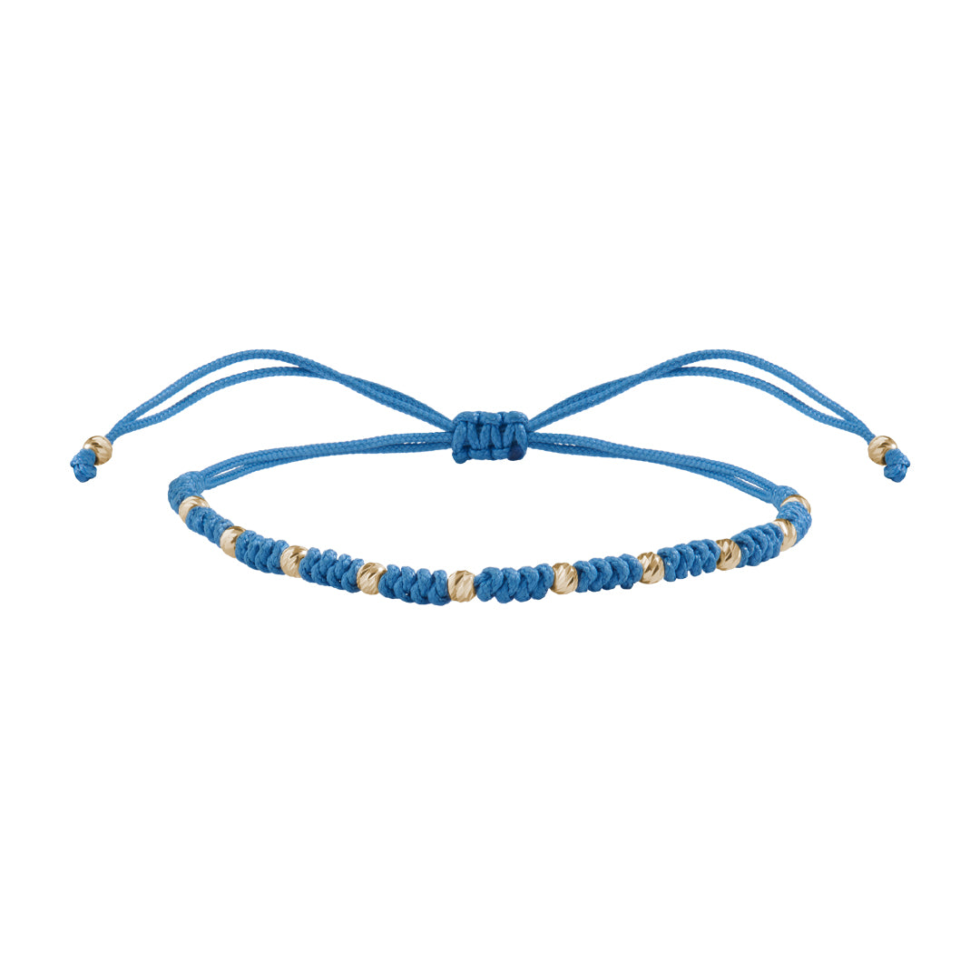 10 Balls Macramer Bracelet in 14K Real Gold - Saxe Blue & Yellow Gold