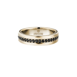 5.5 mm Pave Band Ring Black Diamonds - Yellow Gold