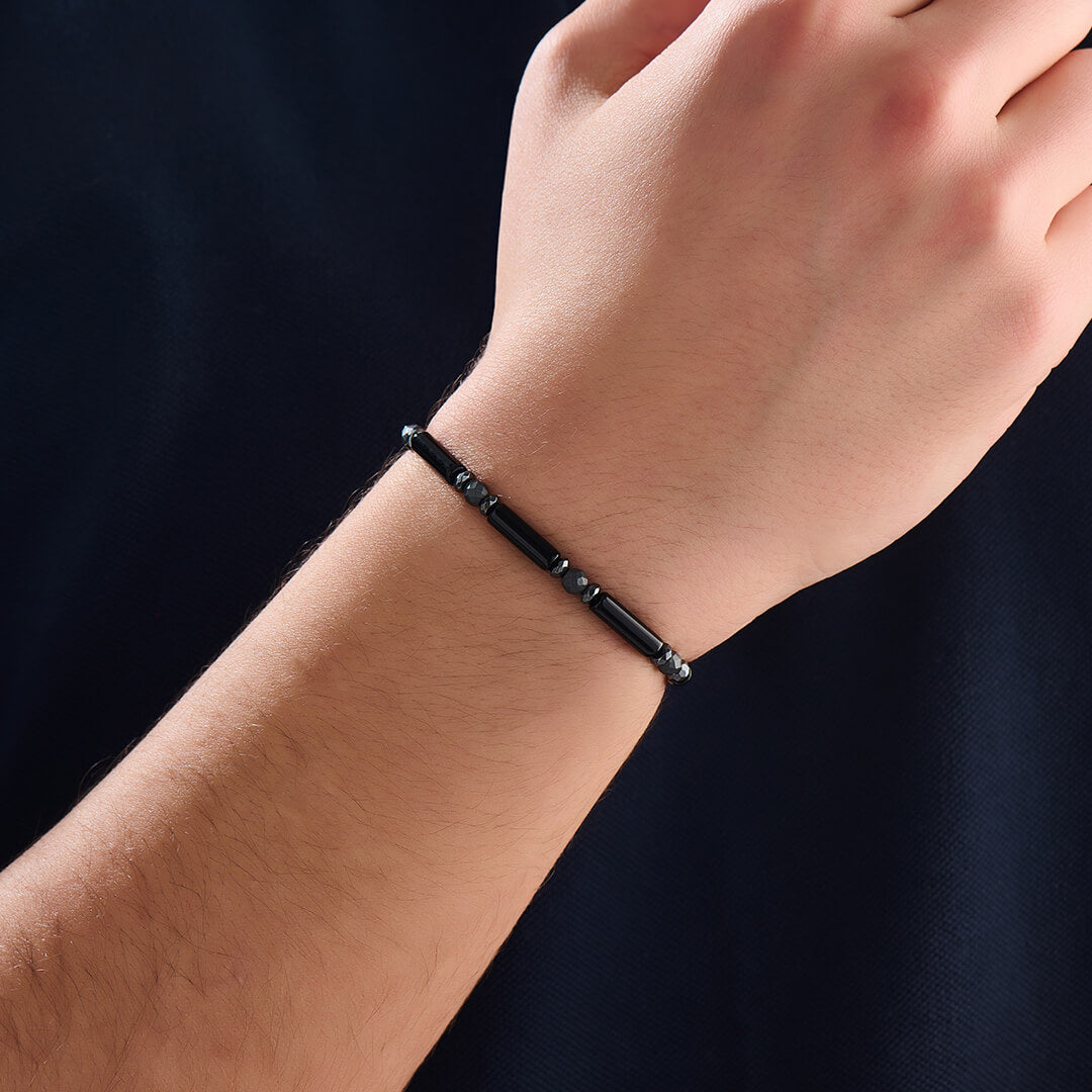 Men's Agate Tube Beaded Bracelet
