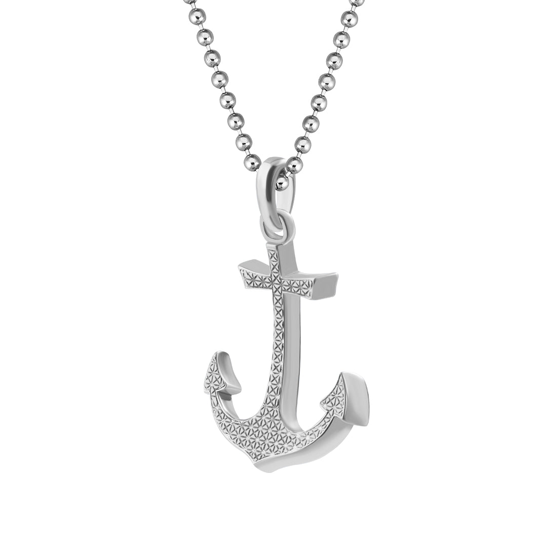 Paved Anchor Pendant in Silver