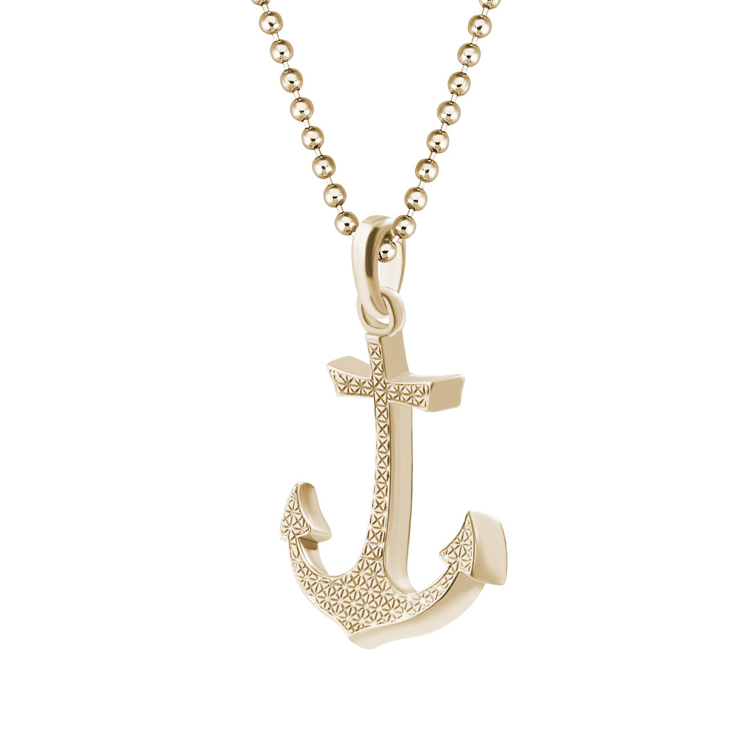 Men's Anchor Necklace in Solid Gold