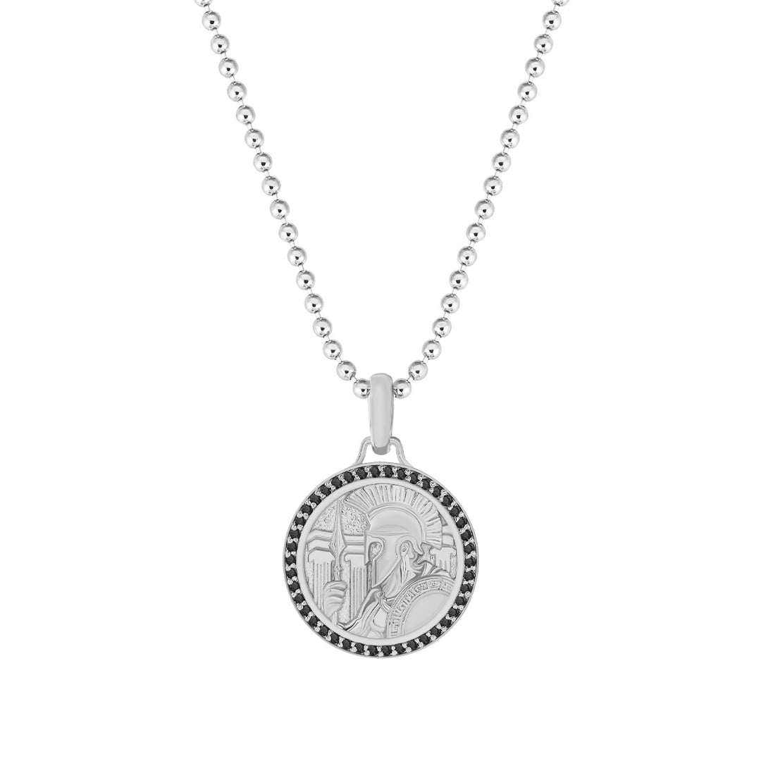 Ares Pendant in 925 Sterling Silver - Pave Black Diamond